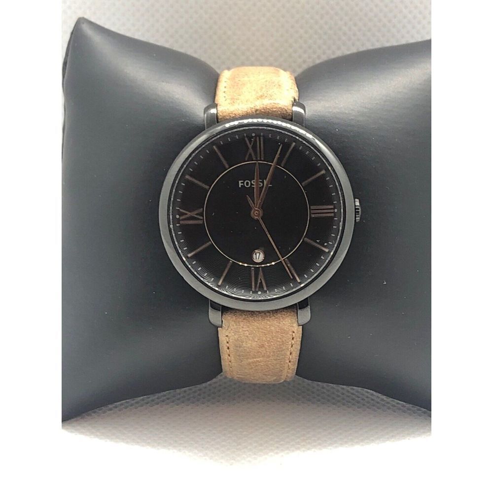 Fossil ES3614 Women's Leather Analog Black Dial Quartz Genuine Wrist Watch BP125